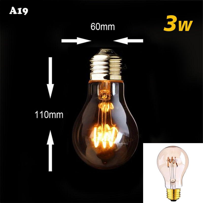 Retro Dimmable LED Edison Bulb E27 3W Gold Spiral Filament ST64 G125 Ampoule LED Lamp Incandescent Chandelier Decorative Lighting - [15 DAY DELIVERY] - 13 BULB TYPES - 2 WATTAGES -