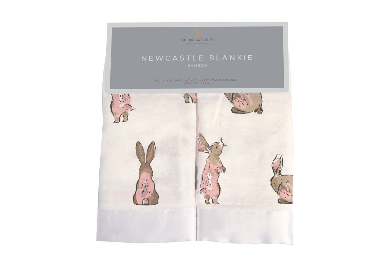 Powder Pink Bunnies Bamboo Newcastle Blankie -