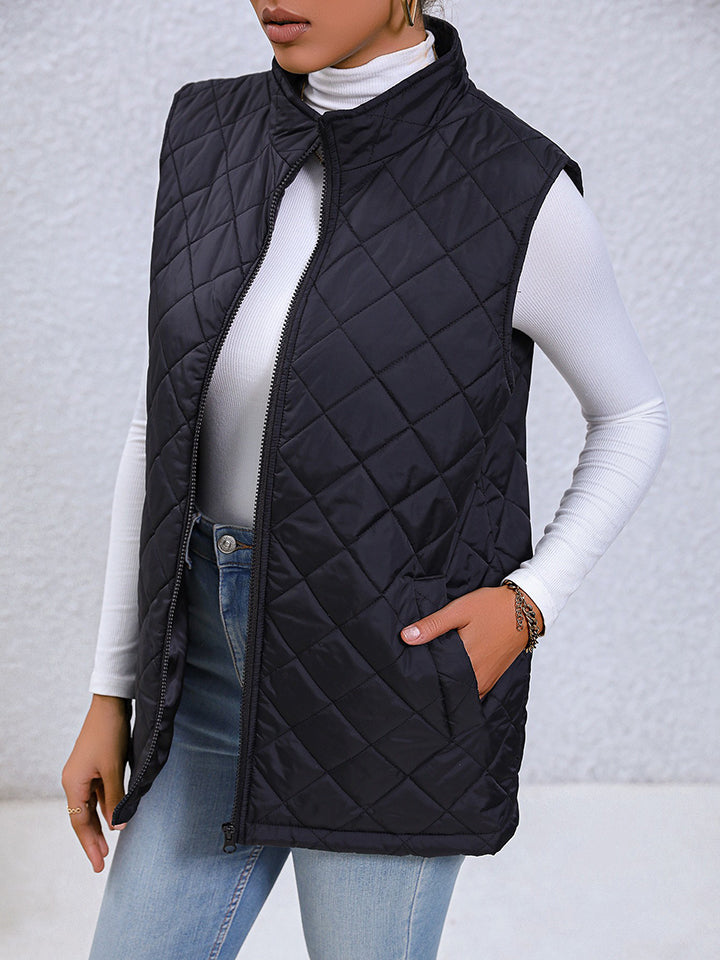 Zip-Up Vest with Pockets - T - 1 COLOR -