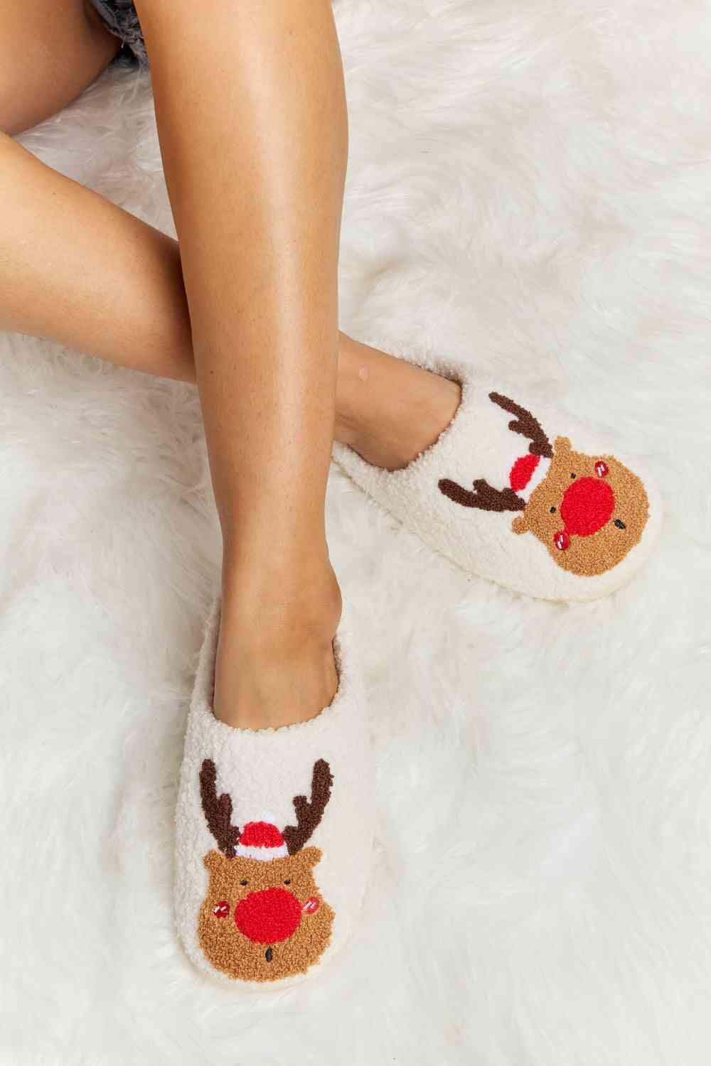 Melody Rudolph Print Plush Slide Slippers - T - 2 COLORS -