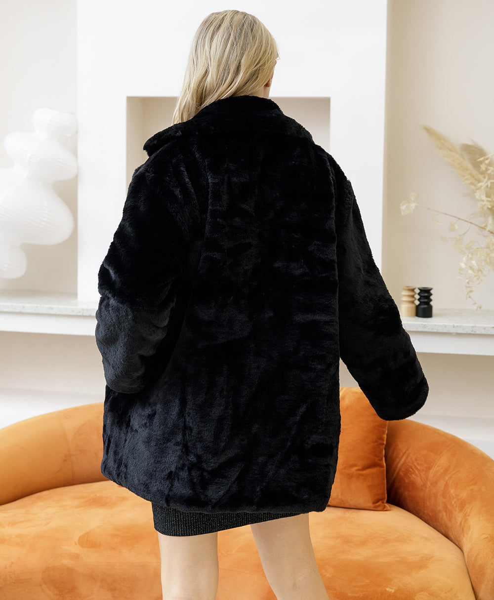 Sharon Tatem - Faux Fur Coat - Elegant Fluffy Thick Warm Artificial Fur Coat - 8 COLORS -