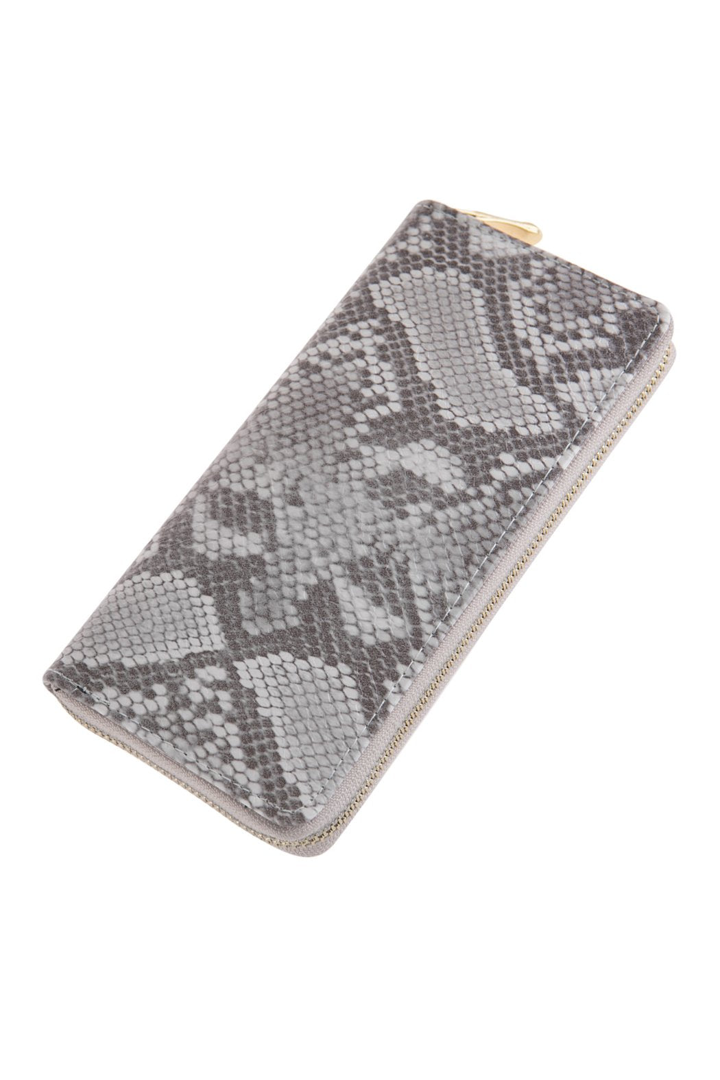 Python Skin Printed Single Zipper Wallet - 4 COLORS -