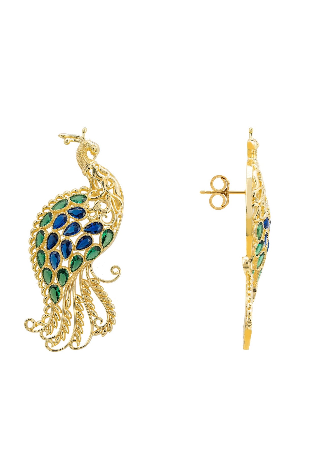 LATELITA - Peacock Train Earrings Gold Blue Green -