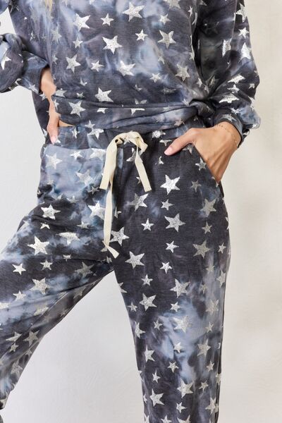 BiBi Star pattern Long Sleeve Top and Drawstring Pants Set - 2 PCS. - T - 1 COLOR -