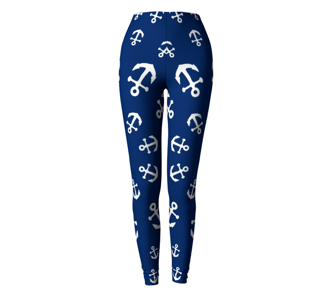 Summer Ties - Anchor Pinwheel Leggings - Navy - 1 COLOR -