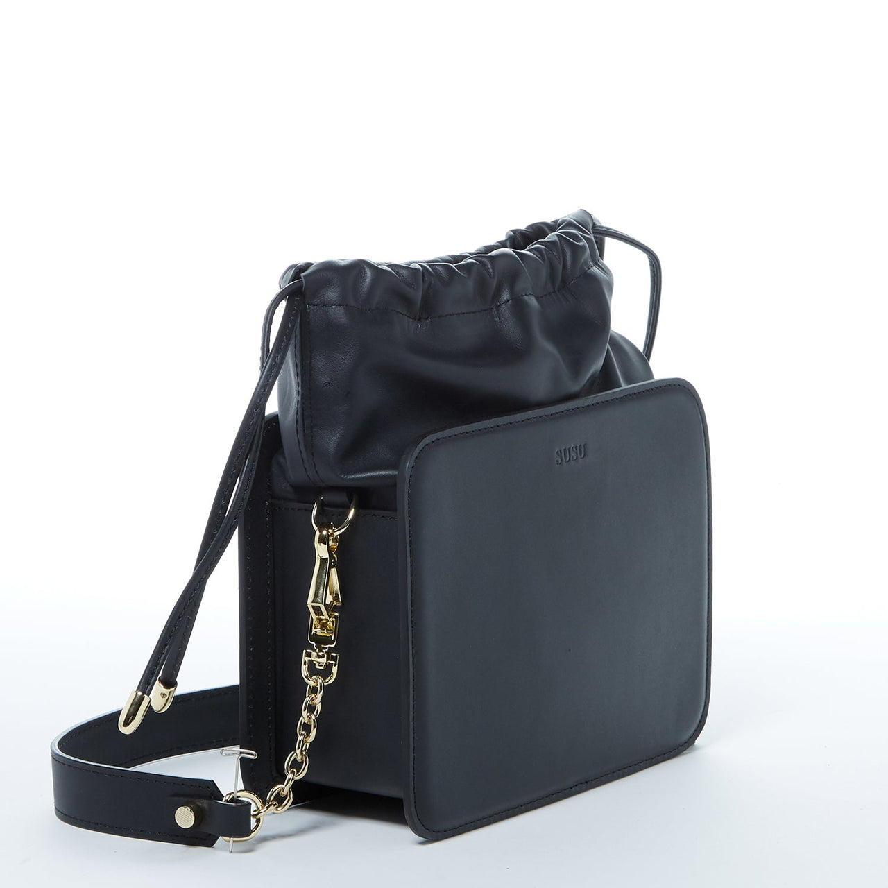 Patricia Black Leather Purse Drawstring -