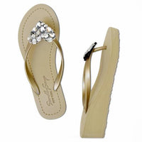 Thumbnail for SAND BY SAYA N.Y. - Crystal Heart - Rhinestone Mid Wedge Flip Flops - 2 COLORS -