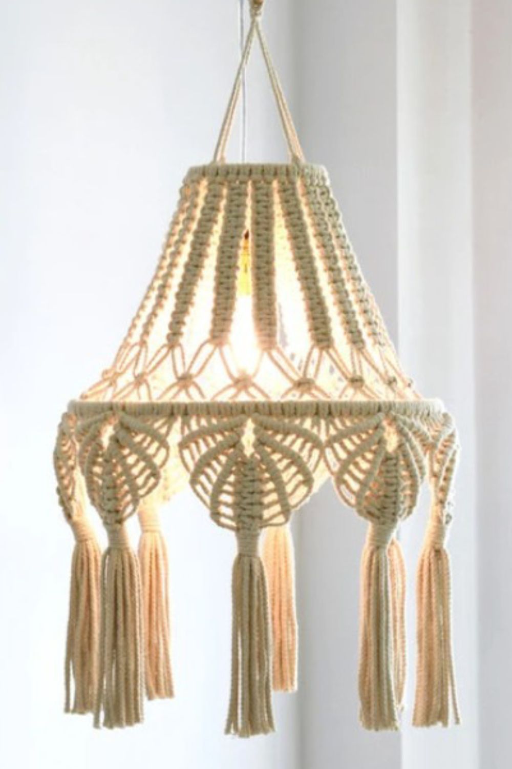 Macrame Hanging Lampshade - 11.8' X 31.5" - T - 2 COLORS -