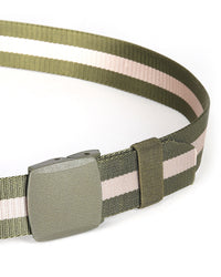 Thumbnail for Mens One Size Adjustable Strap Stripe Nylon Web Belt With Plastic Buckle  - 6 COLORS -