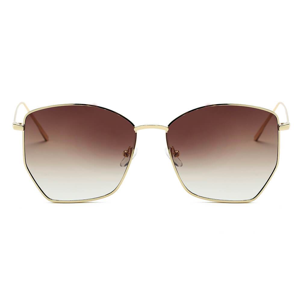 Cardiff | S2073 - Women Oversize Geometric Metal Fashion Sunglasses - 5 COLORS -