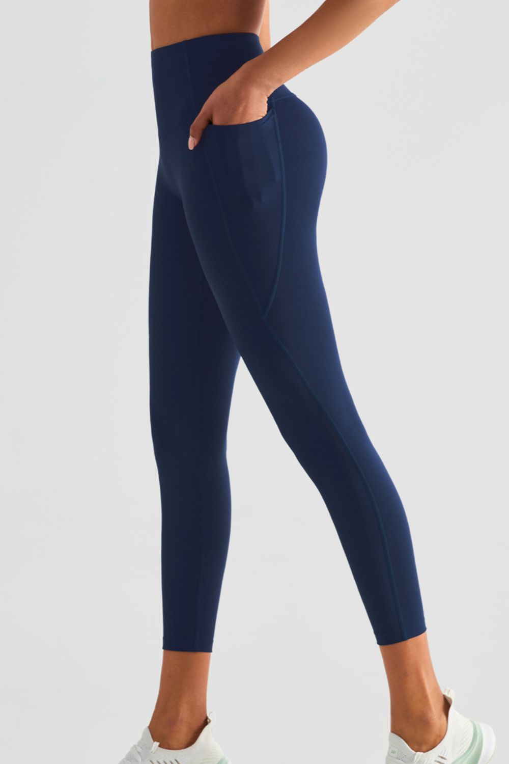 Wide Waistband Sports Leggings with Pockets - T - 6 COLORS -