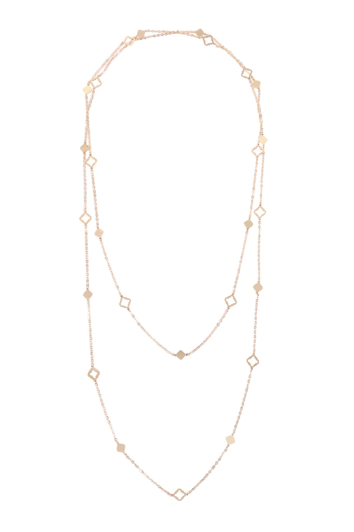 Riah Fashion - Long Morrocan Shape Station Necklace - 2 FINISHES -