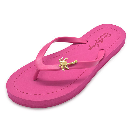 SAND BY SAYA N.Y. - Gold Palm Tree - Studs Flat Flip Flops Sandals - 4 COLORS -