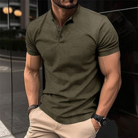 Thumbnail for New Men's Button Henley Collar Sports Polo Shirt - K - 5 COLORS -