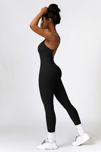 Thumbnail for Open Back Spaghetti Strap Sports Jumpsuit - T - 4 COLORS -