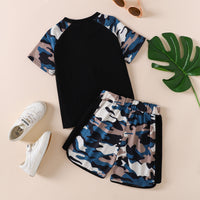 Thumbnail for HELLO BOY Graphic Tee and Camouflage Shorts Set - 2 PCS. - T - 1 COLOR -