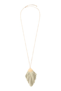 Thumbnail for Feather Shape Pu Leather Tassel Necklace - 8 COLORS -