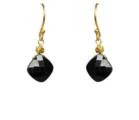 Gena Myint - Black Spinel Drop Earrings -