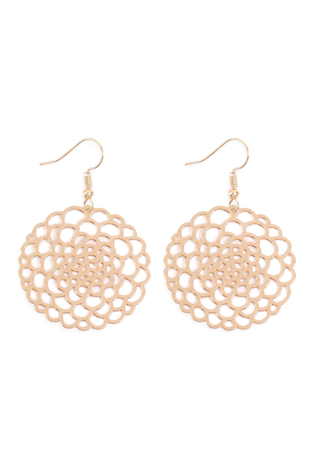 Riah Fashion  - Blossom Flower Filigree Disc Drop Earrings - 2 COLORS