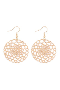 Thumbnail for Riah Fashion  - Blossom Flower Filigree Disc Drop Earrings - 2 COLORS