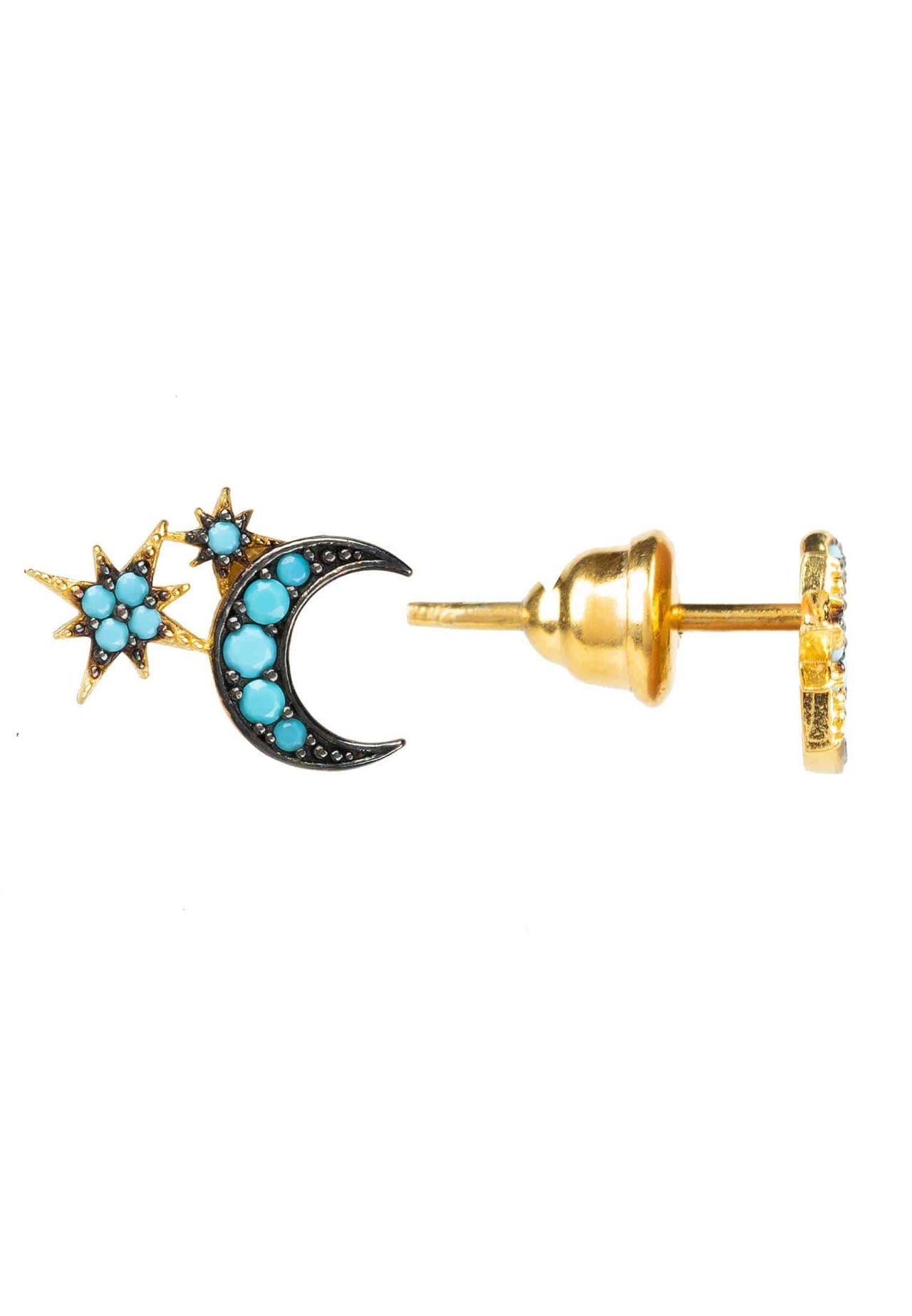 LATELITA - Moon and Starburst Mini Earrings Turquoise -