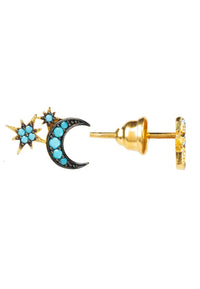 Thumbnail for LATELITA - Moon and Starburst Mini Earrings Turquoise -