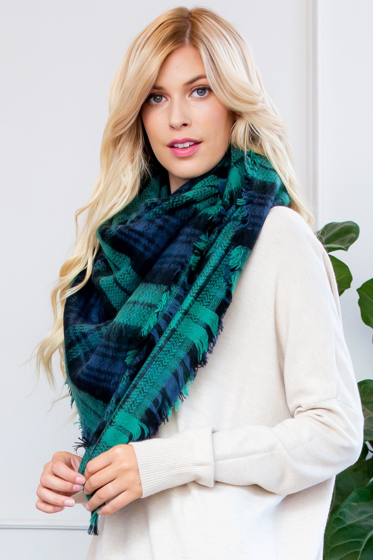 Riah Fashion - Fringe Blanket Scarf - 1 COLOR -