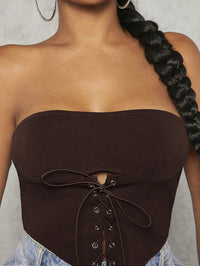 Thumbnail for Lace-Up Strapless Bustier - T - 1 COLOR -