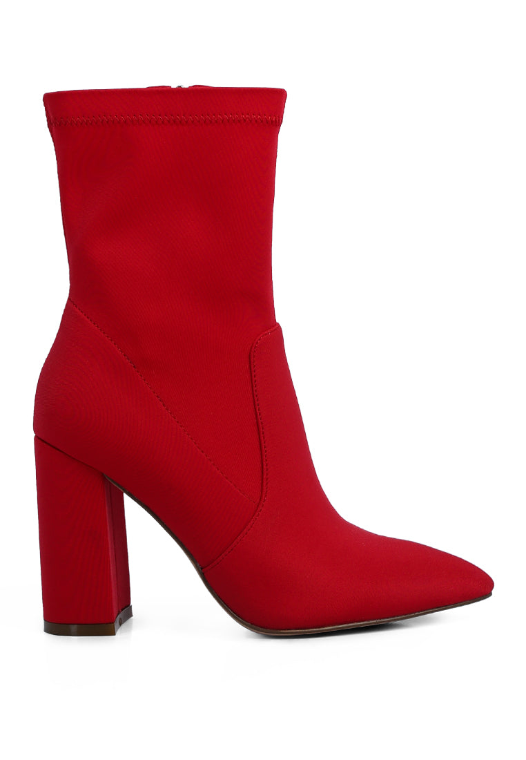 London Rag - Ankle Lycra Block Heeled Boots - 3 COLORS -