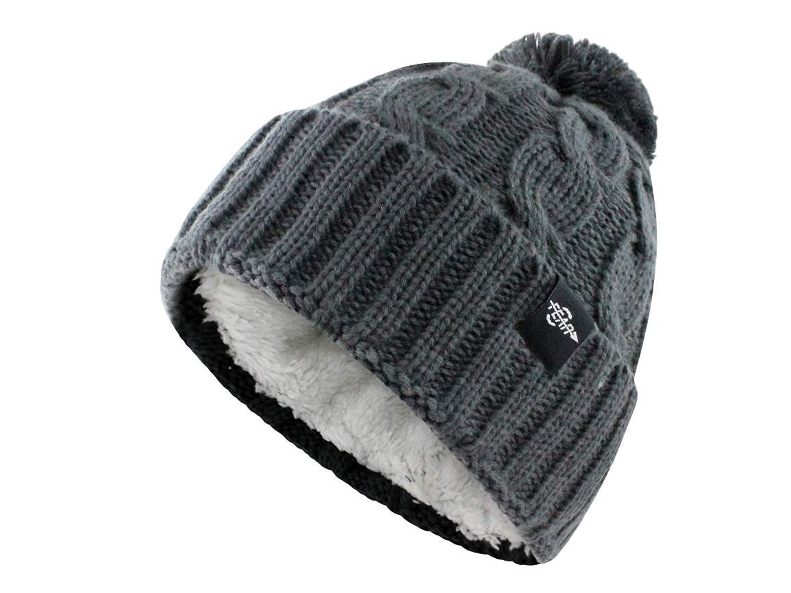 Fear0 NJ - Women Plush Insulated Cuff Knit Pom Pom Beanie Hat - 3 COLORS -