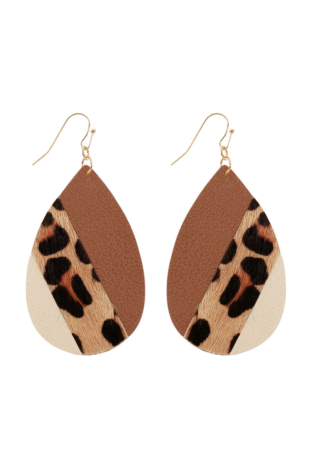 Riah Fashion - Leather Multi Fish Hook Teardrop Earrings - 7 COLORS -