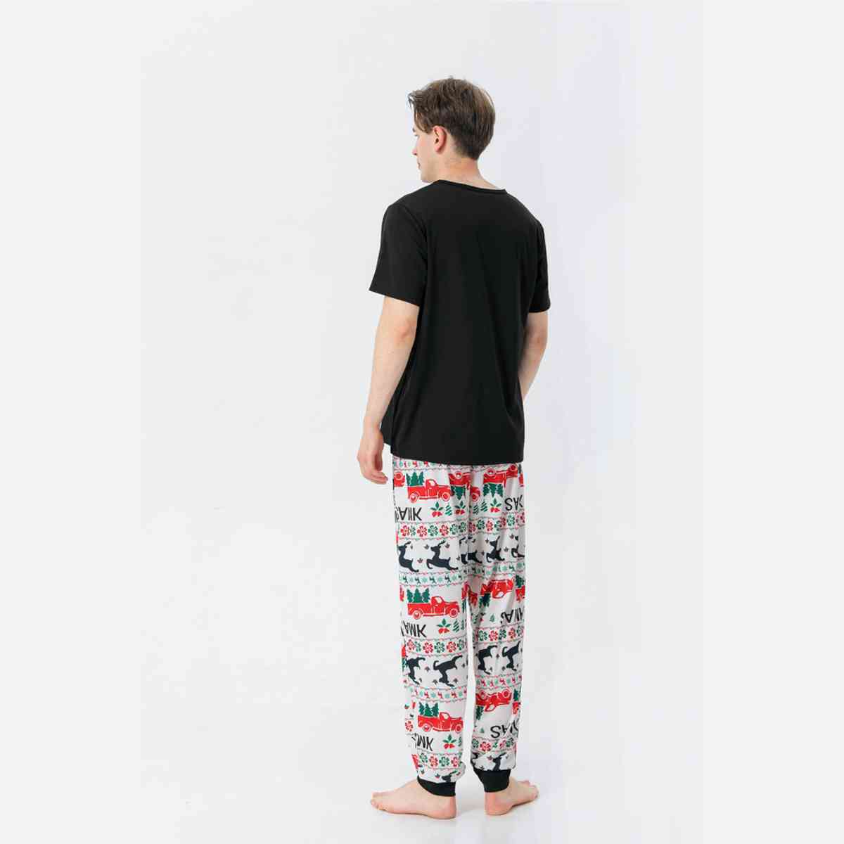 MEN MERRY CHRISTMAS Graphic Top and Printed Pants Set - T -