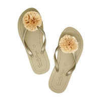 Thumbnail for SAND BY SAYA N.Y. - Raffia Pom Pom - Flat Flip Flops Sandal - 3 COLORS -