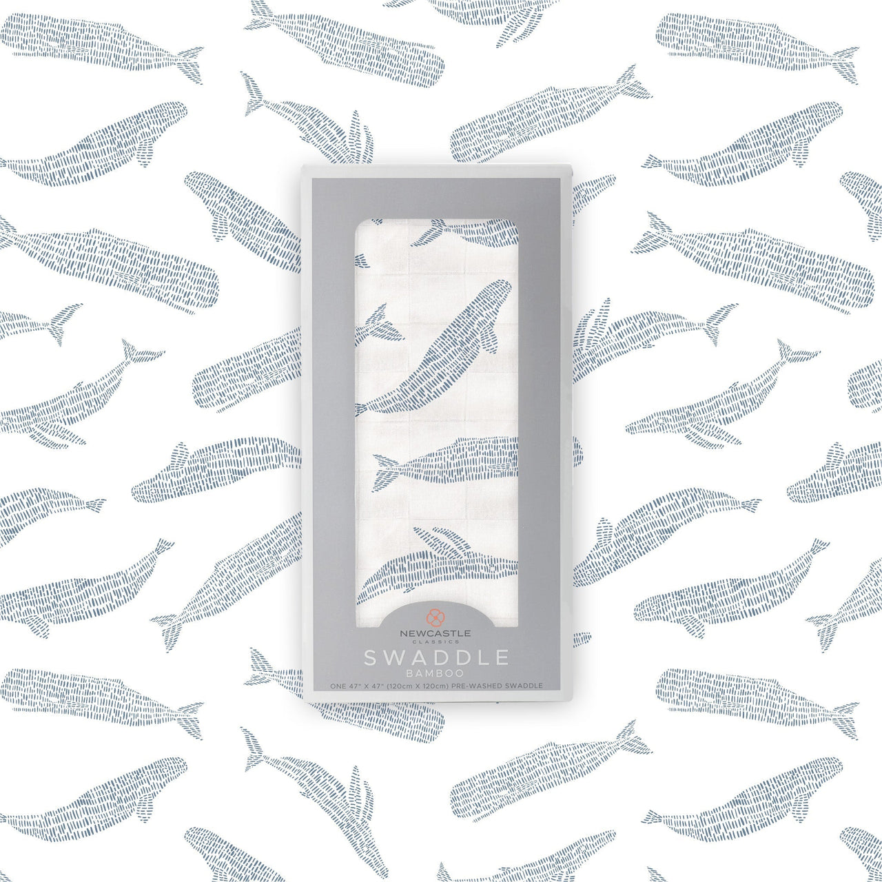 Newcastle - Blue Shadow Whales Bamboo Swaddle -