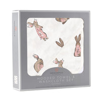 Thumbnail for Newcastle - Powder Pink Bunnies Bamboo Hooded Towel and Washcloth Set - 1 COLOR -