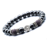 Thumbnail for Violet Tree of Life Lava Stone Metal Bracelet -