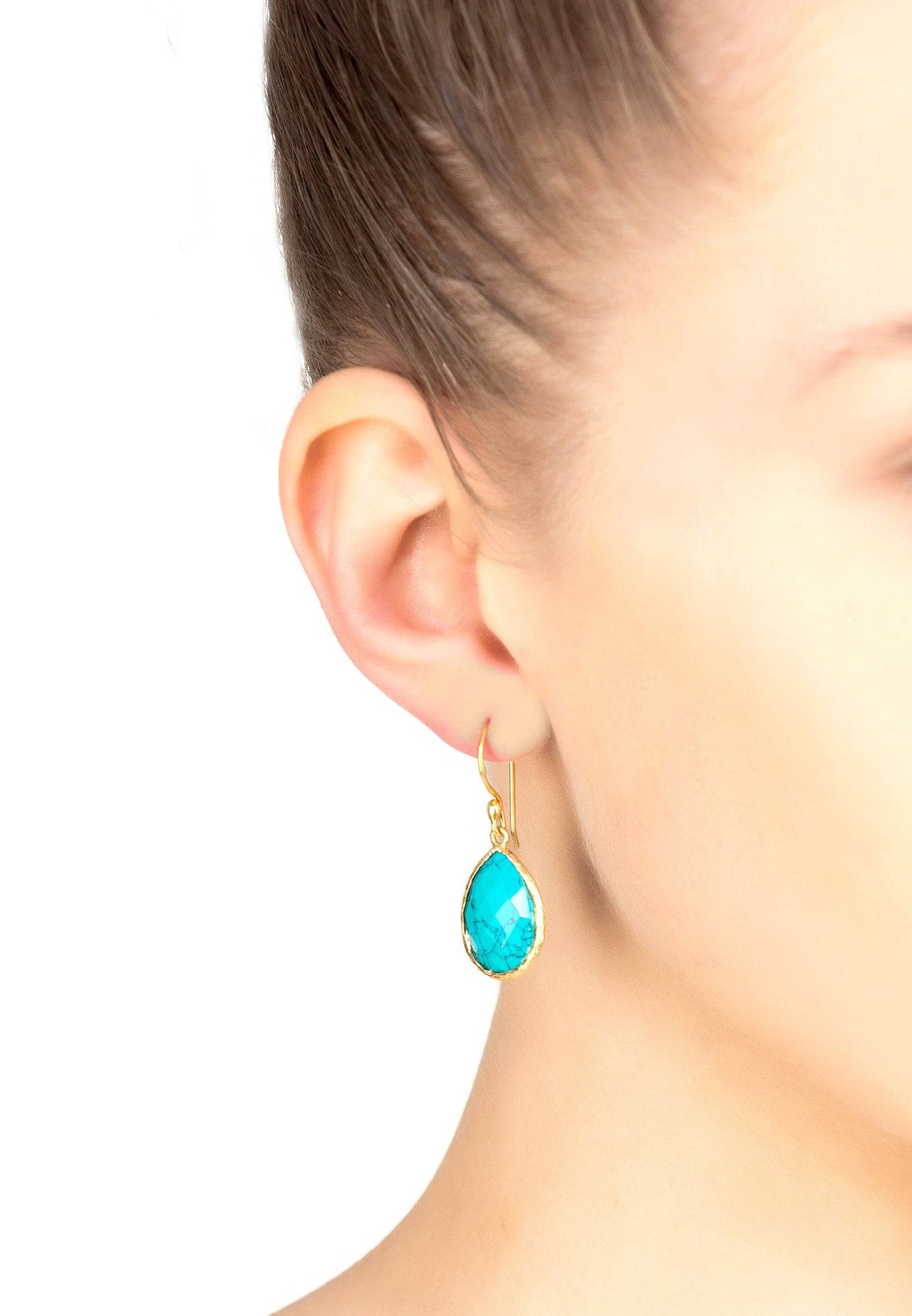 LATELITA - Petite Drop Earrings Arizona Turquoise Gold -