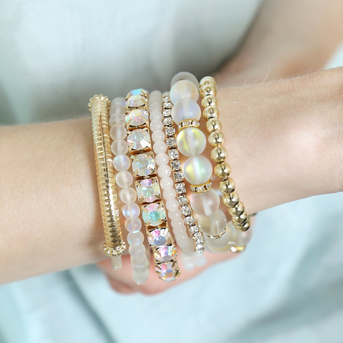 Mermaid Glass Stretch Bracelet - 7 COLORS -