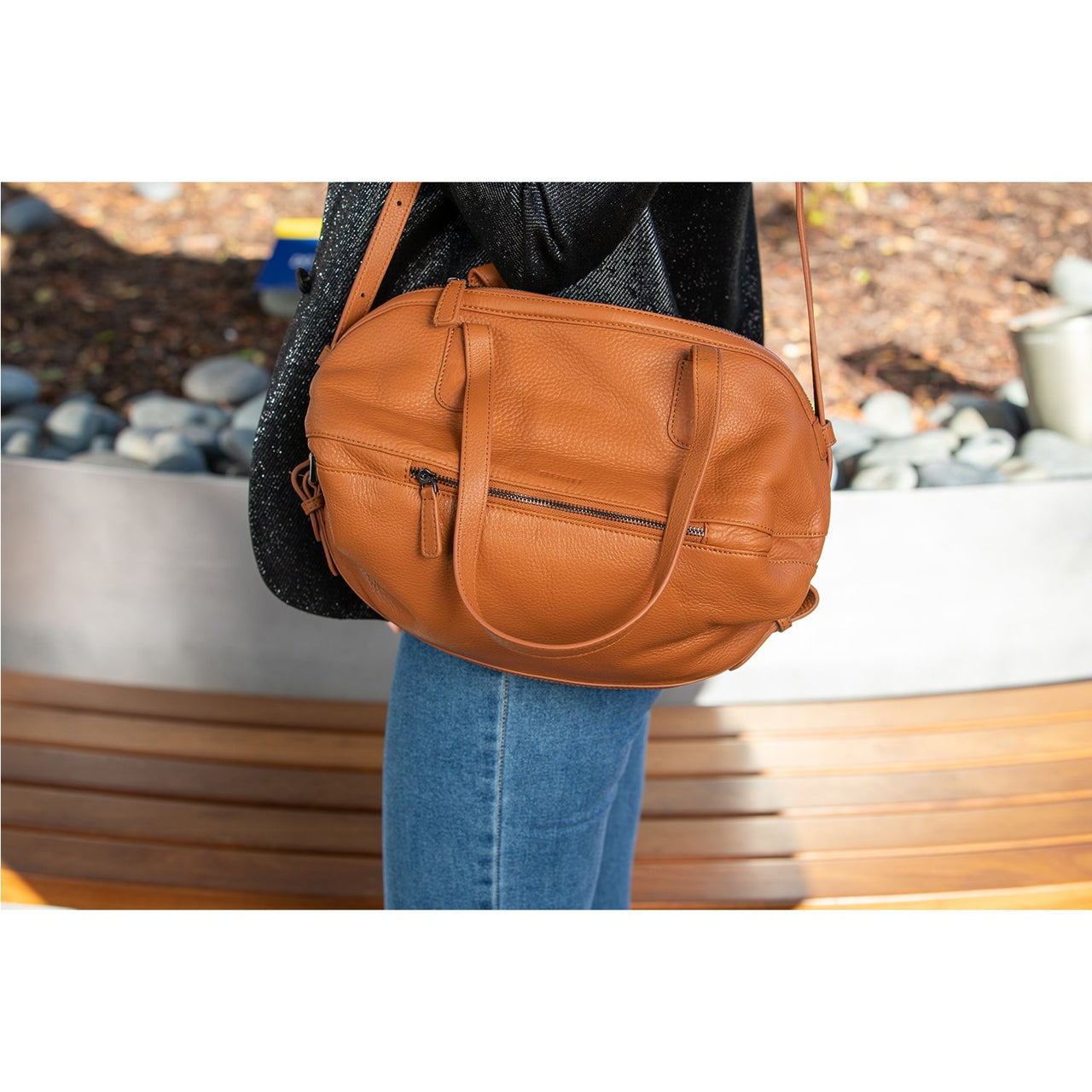 Catherine Leather Satchel Bag Brown -