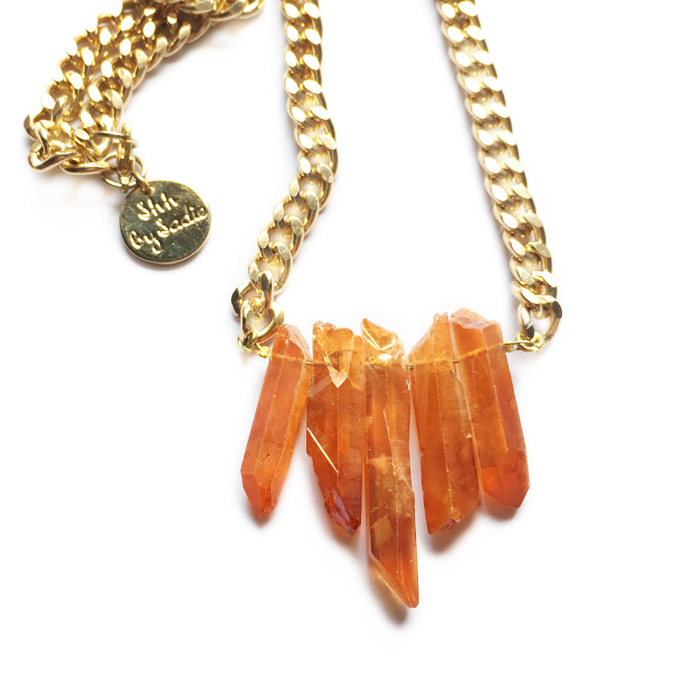 Shh by Sadie - Rocked Up Mini Crystal Quartz Necklace (Amber) -