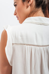 Thumbnail for Q2 - Blouse With Frill Sleeve in White - 1 COLOR -