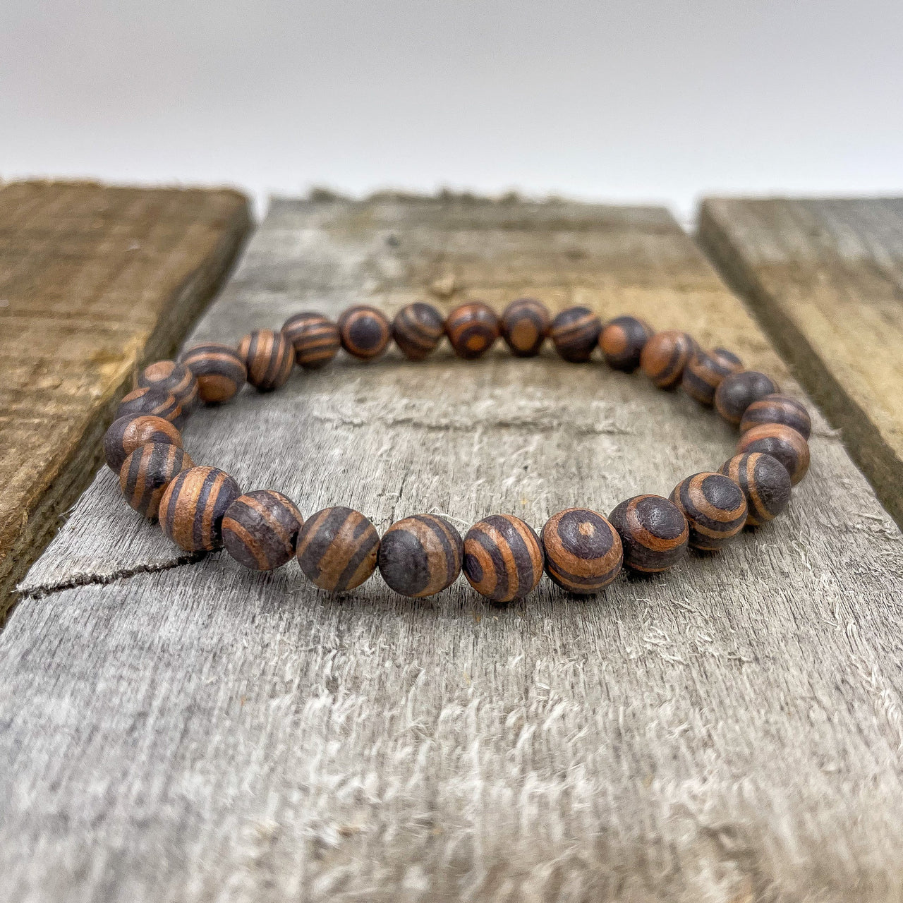 Union - Zebra Rosewood Mala Beaded Bracelet -