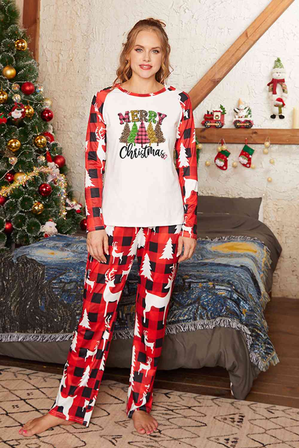 MERRY CHRISTMAS Graphic Top and Pants Set - T - SOLD BY SIZE / 2 PCS. - 4 SIZES -