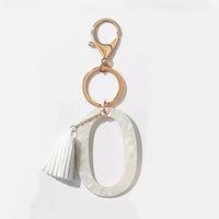 Thumbnail for Tasseled Initial Key Chain, White - 22 INITIALS -