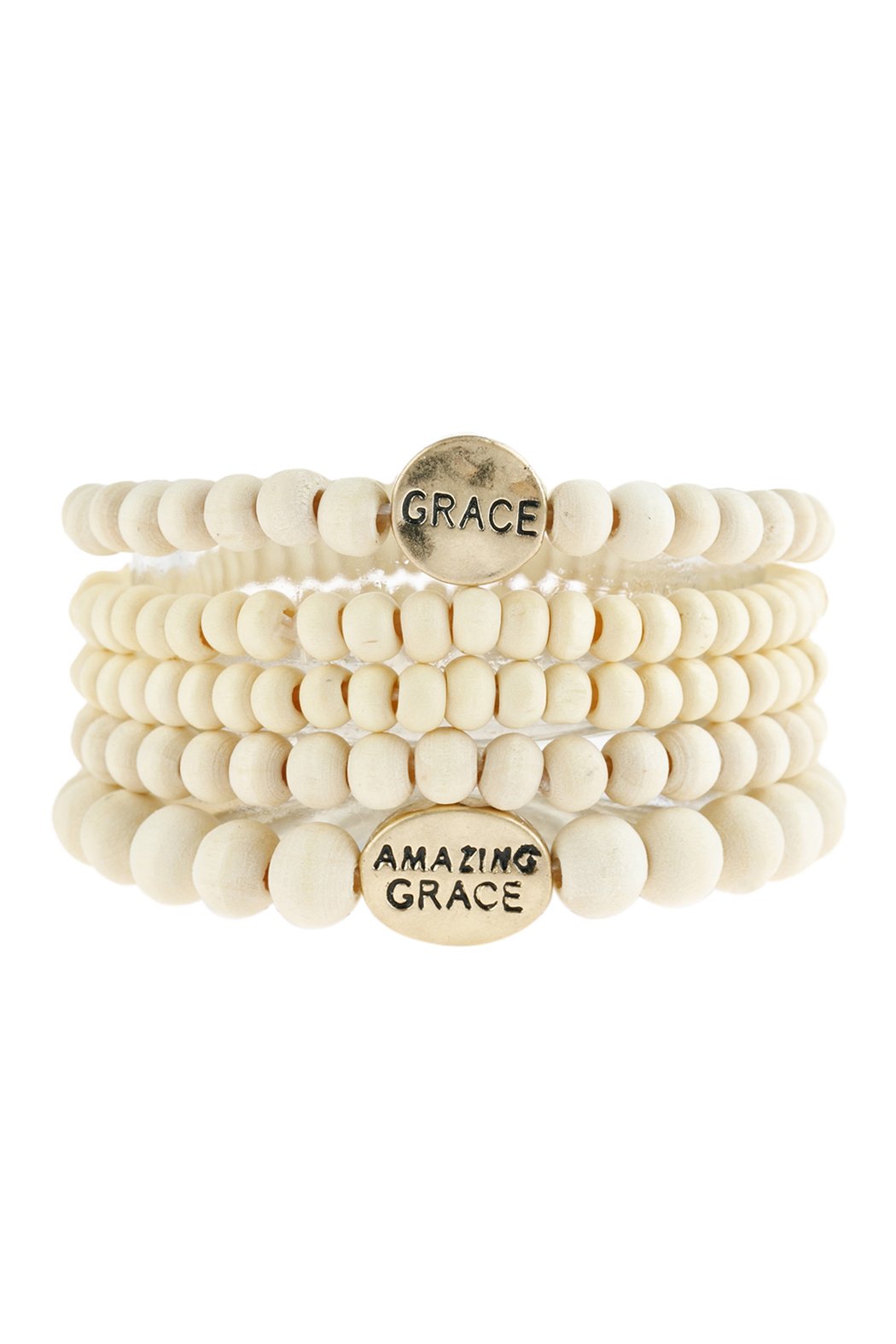 "Grace" Wood Stackable Beaded Bracelet - 4 COLORS