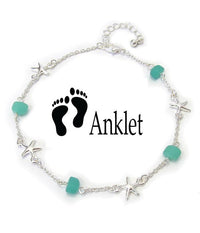 Thumbnail for Starfish Seaglass Charm Anklet Ankle Bracelet -