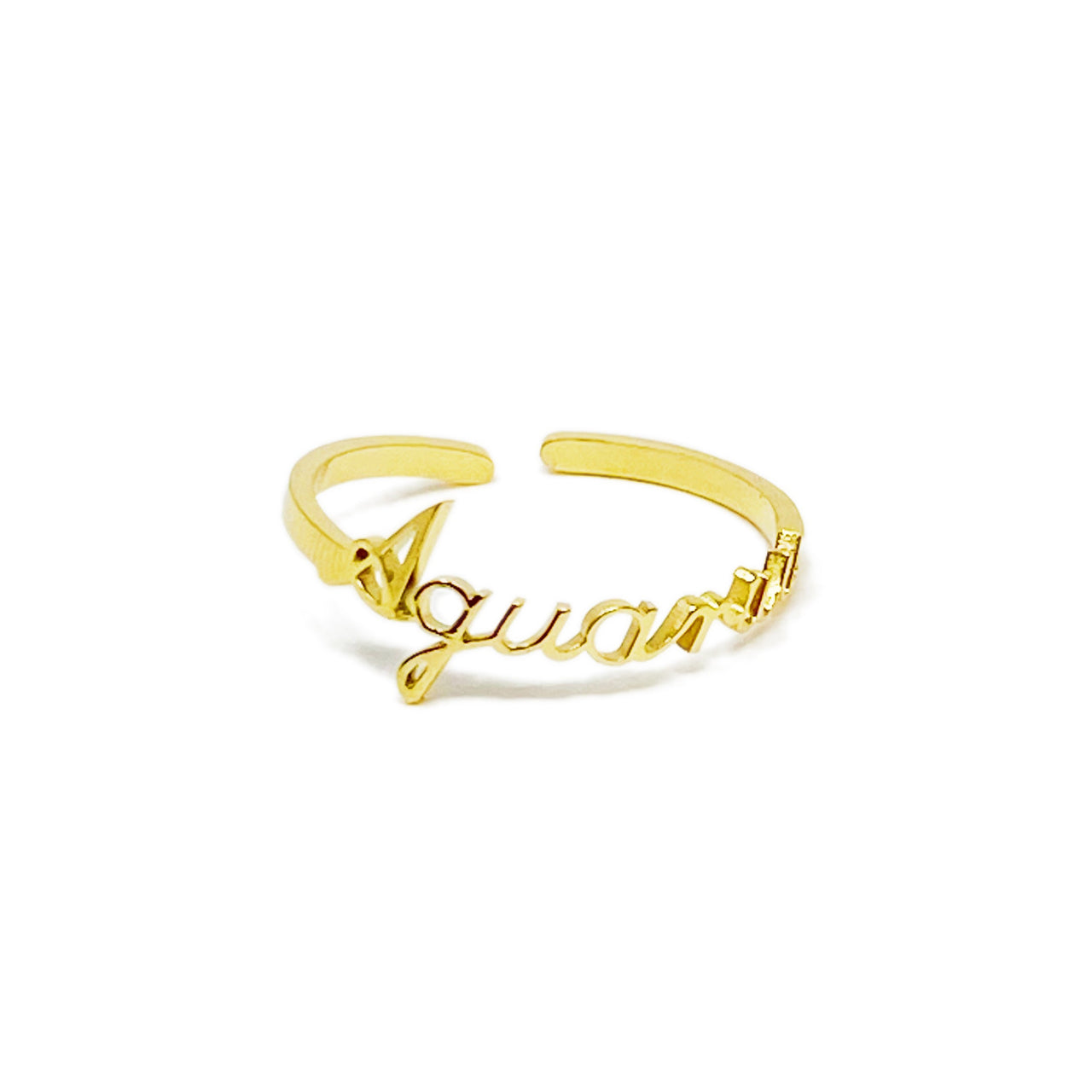 Ellison & Young - Scripted Zodiac Ring - 18K Gold plated - ALL 12 SIGNS / FIND YOURS! -