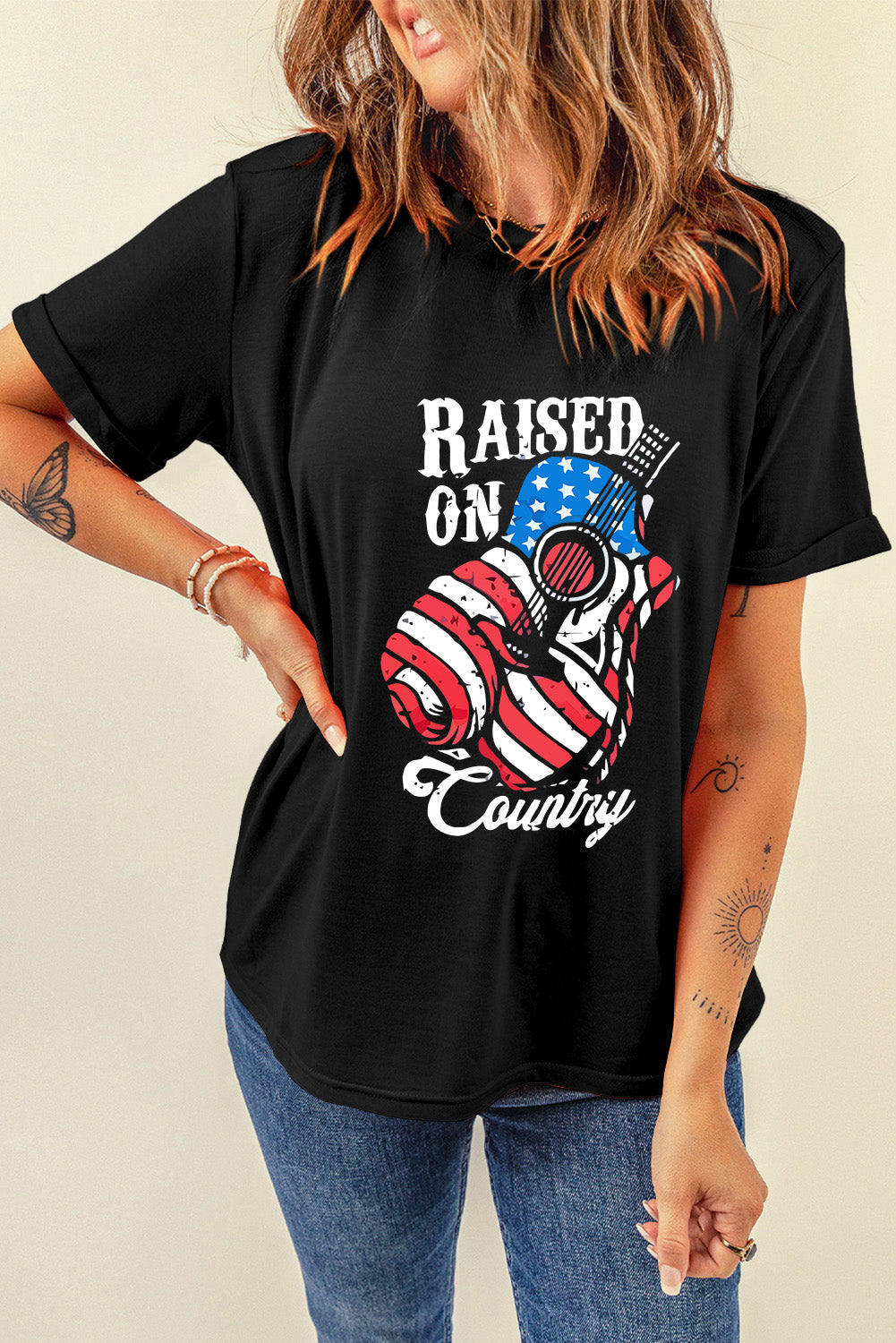 RAISED ON COUNTRY Round Neck T-Shirt - T - 1 COLOR -