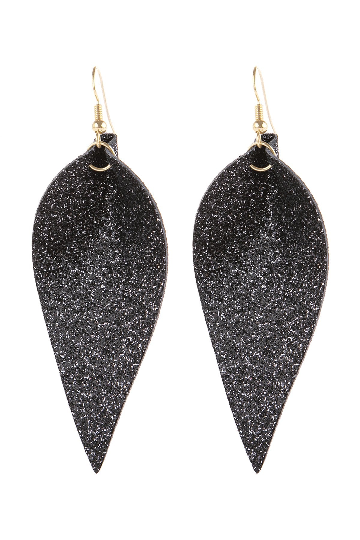 Pinched Glittery Leather Drop Earring - 3 COLORS -