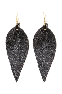 Thumbnail for Pinched Glittery Leather Drop Earring - 3 COLORS -